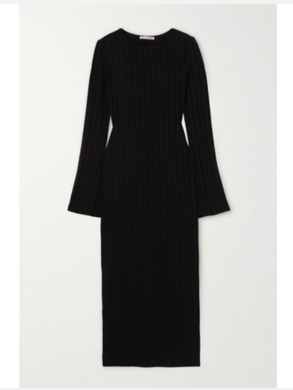 Reformation Black Dillon Long Sleeve Stretch Ribbed Midi Dress Size S - Picture 3 of 5
